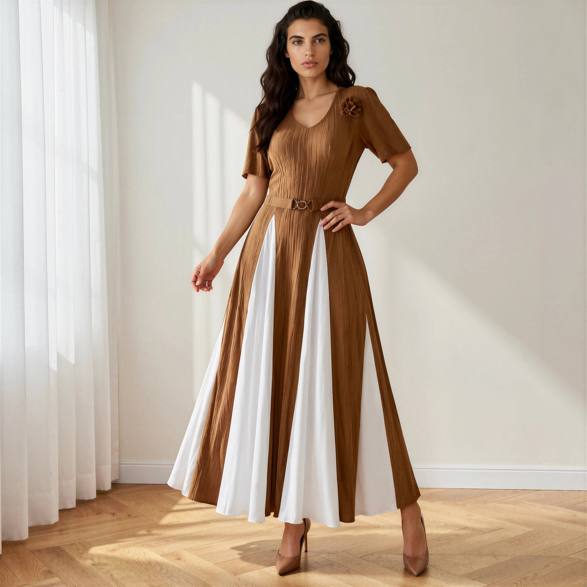 Vestido Curve camel