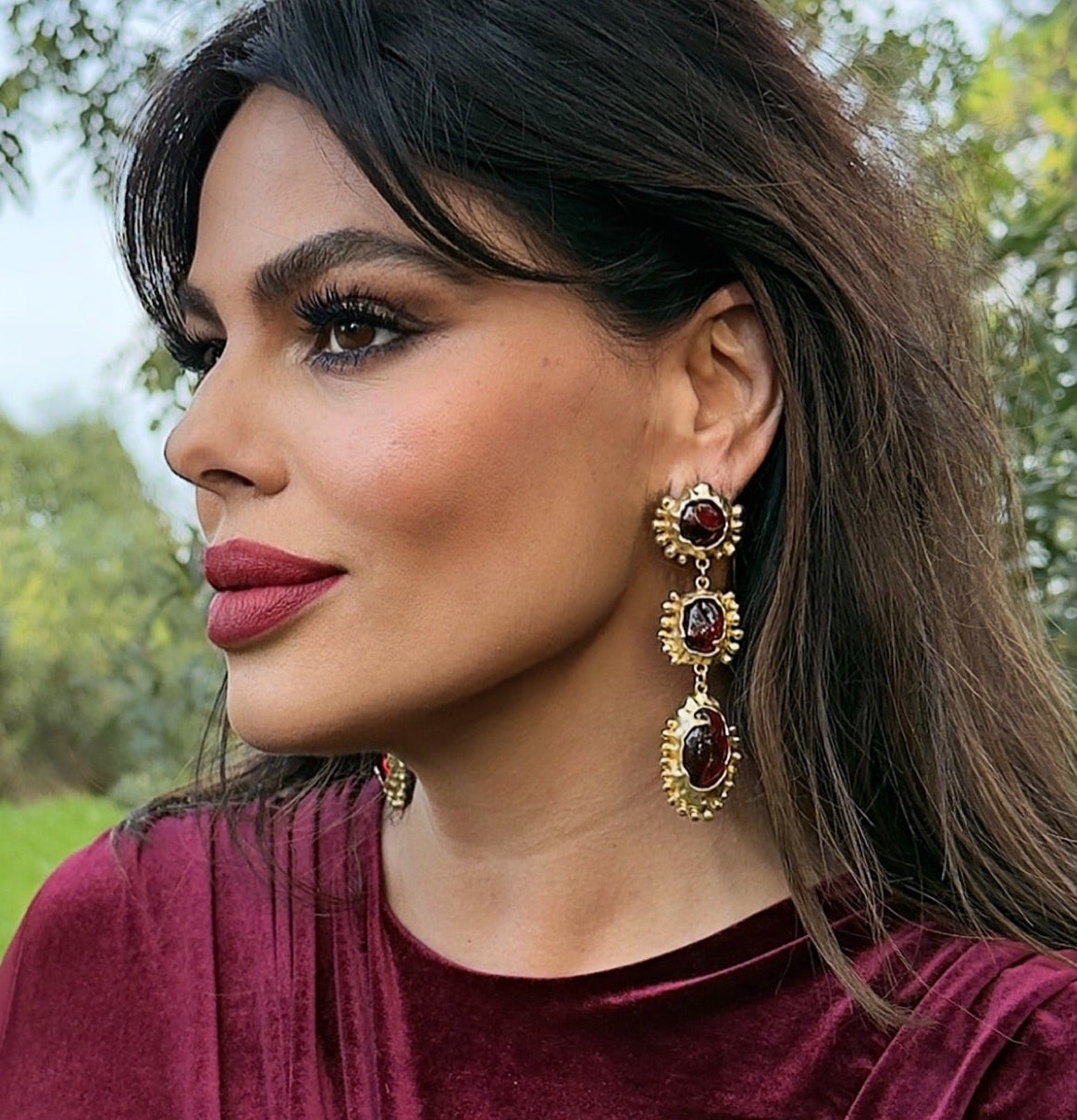 Pendientes Sofía Burdeos