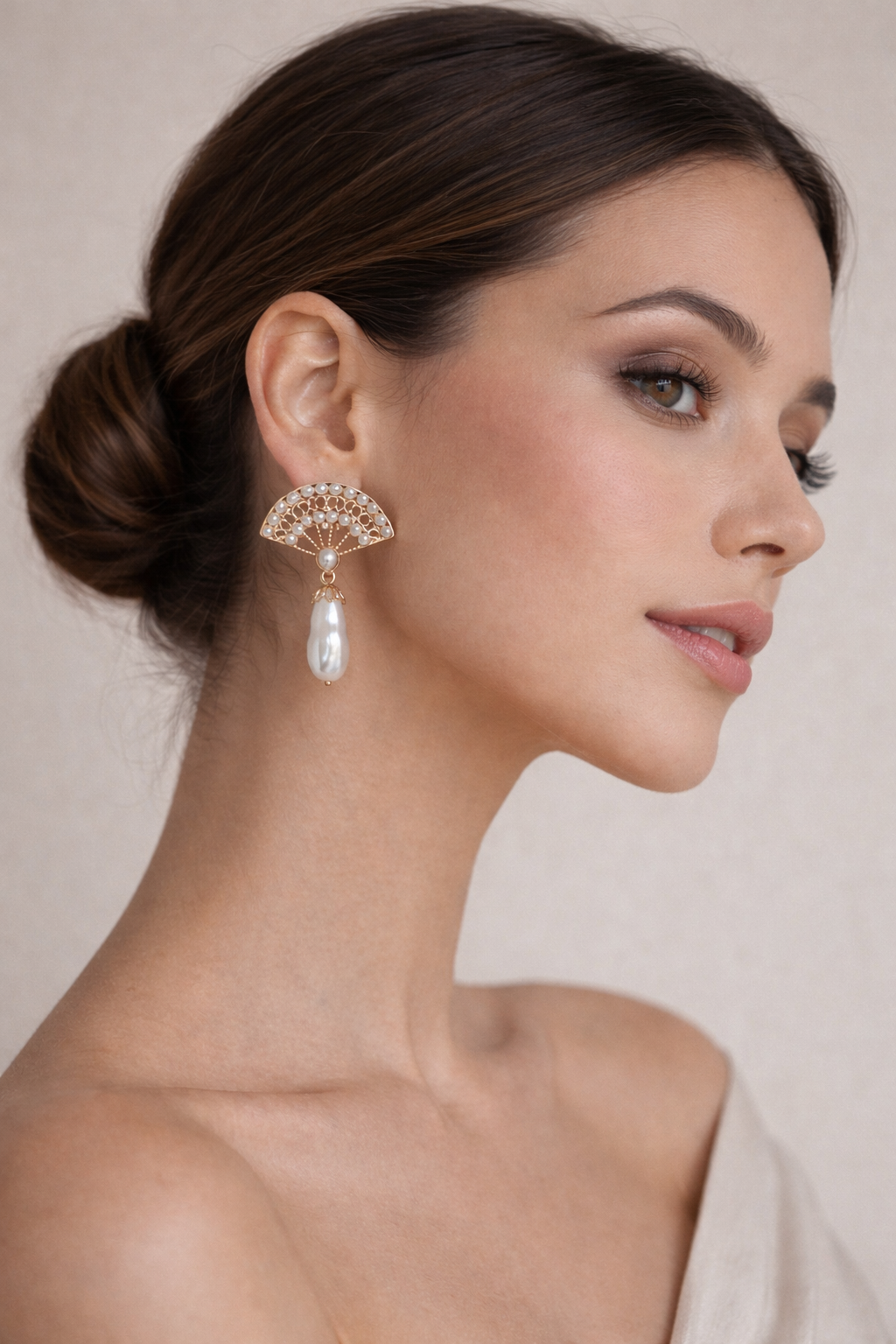 Pendientes abanico perlas