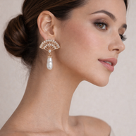 Pendientes abanico perlas