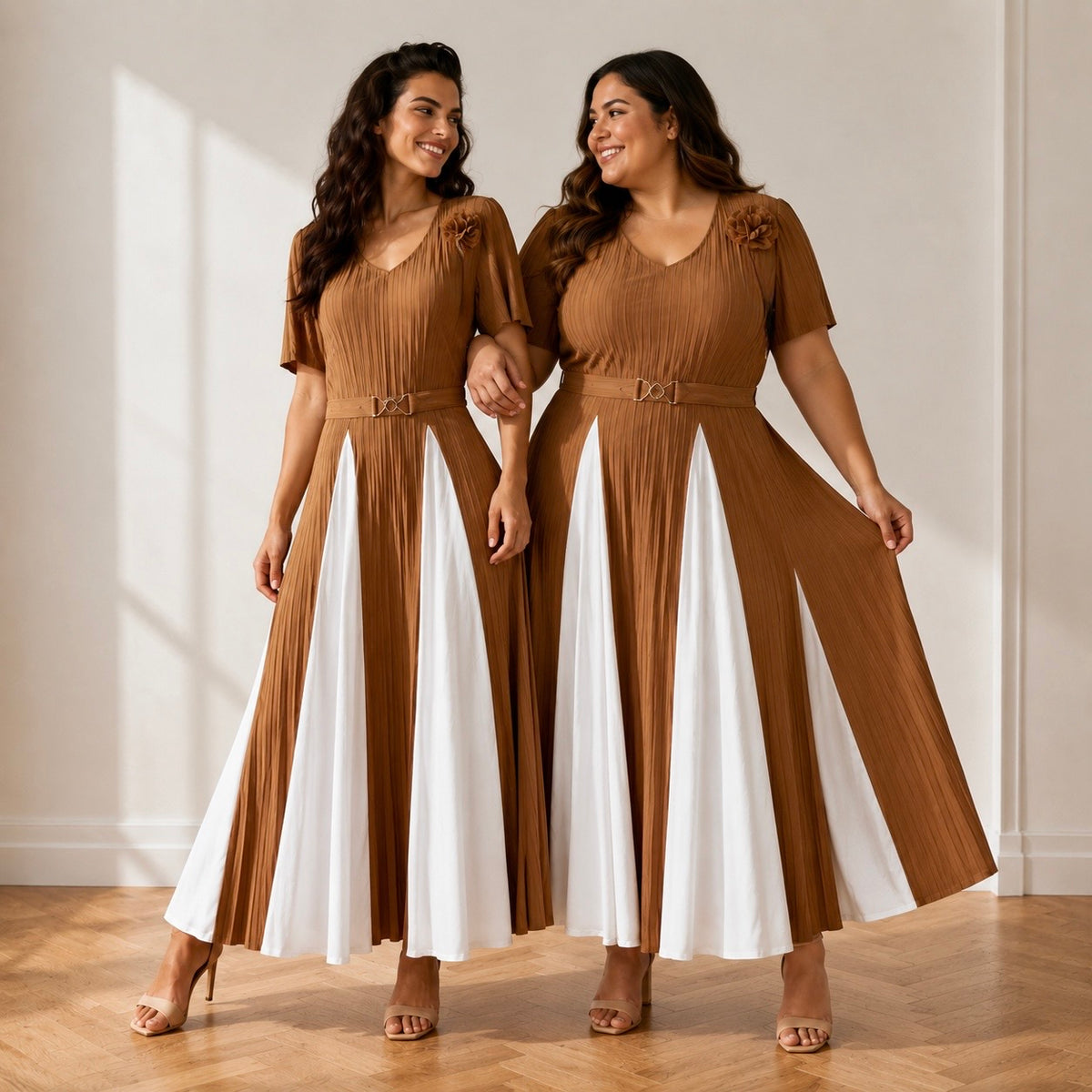 Vestido Curve camel