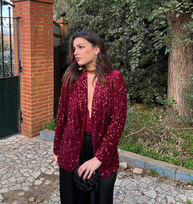 Blazer lentejuelas Leire rojo