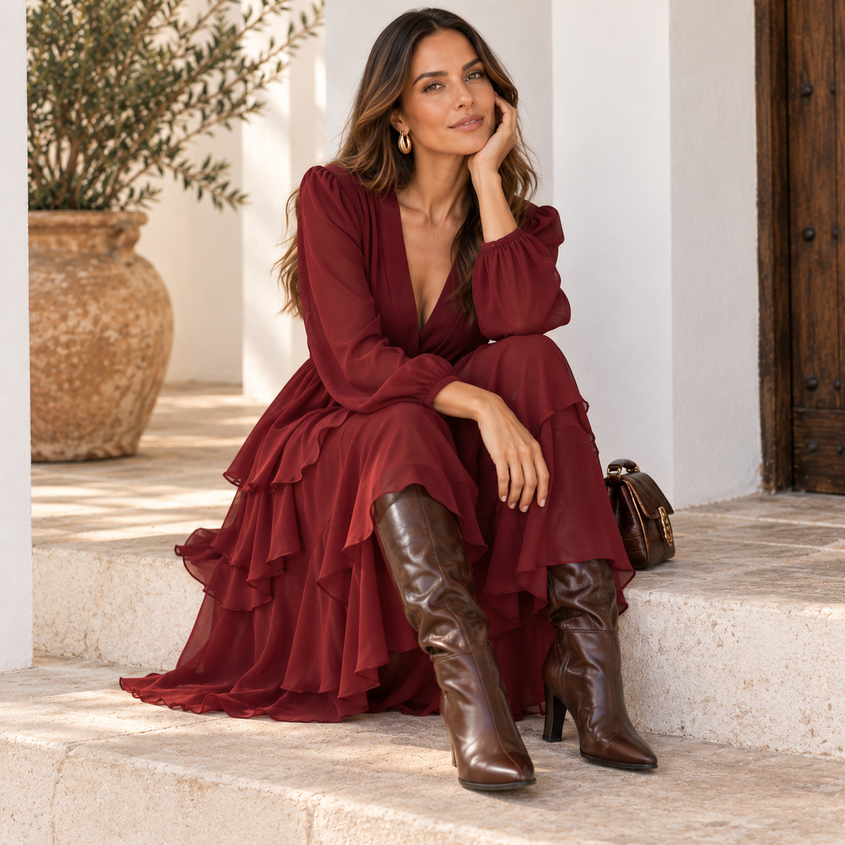 Vestido Isabella Rojo vino