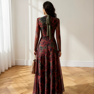 Vestido Berta verde&vino