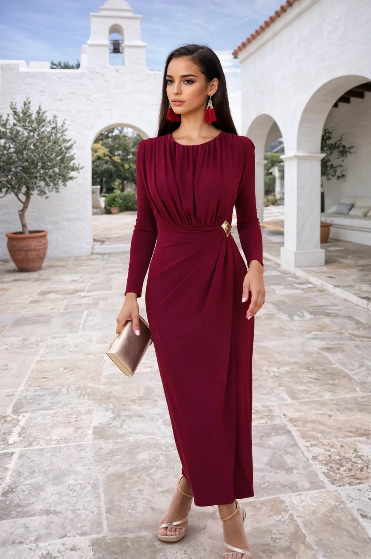 Vestido Lourdes Burdeos