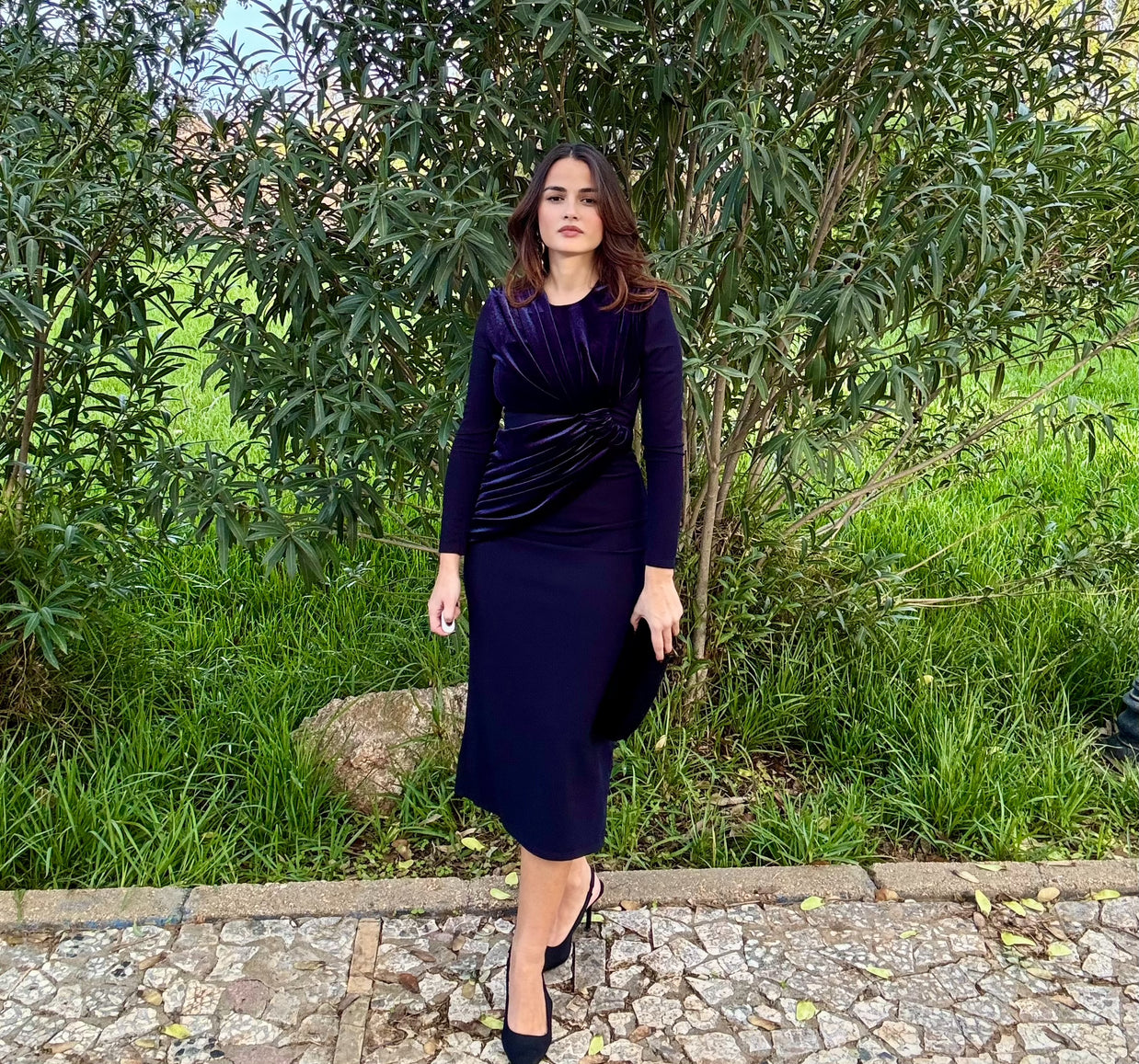 Vestido Vergara Terciopelo Azul marino