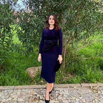 Vestido Vergara Terciopelo Azul marino