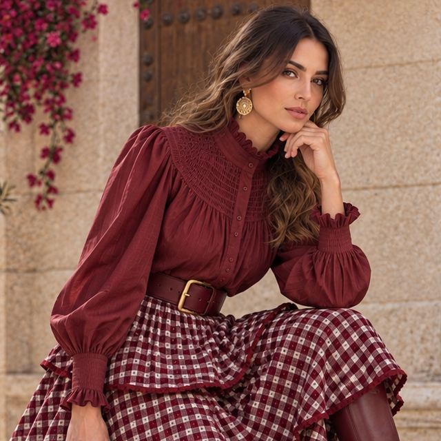 Falda  Verona Burdeos