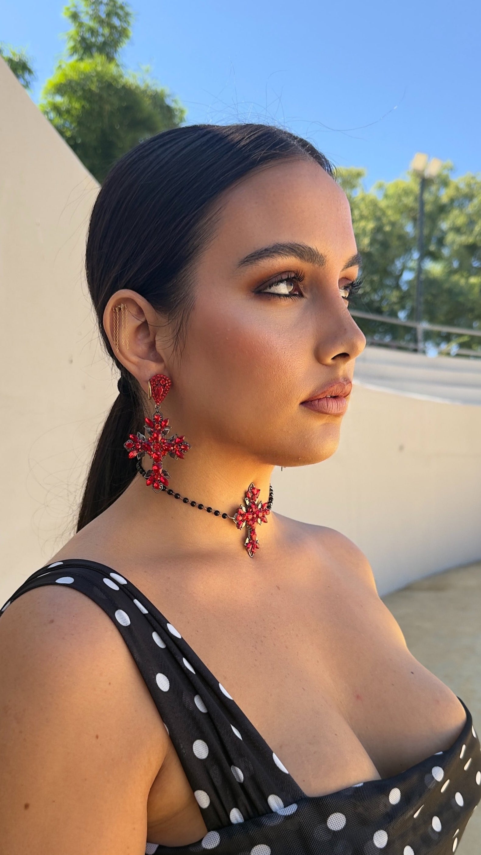 Choker y pendientes Cruces Fiorela