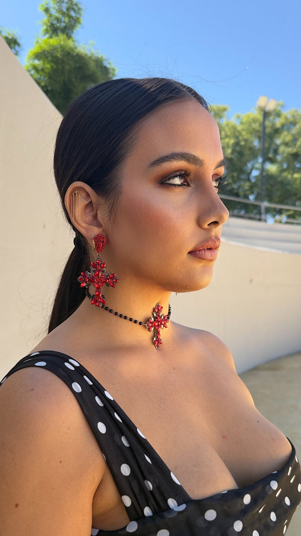 Choker y pendientes Cruces Fiorela