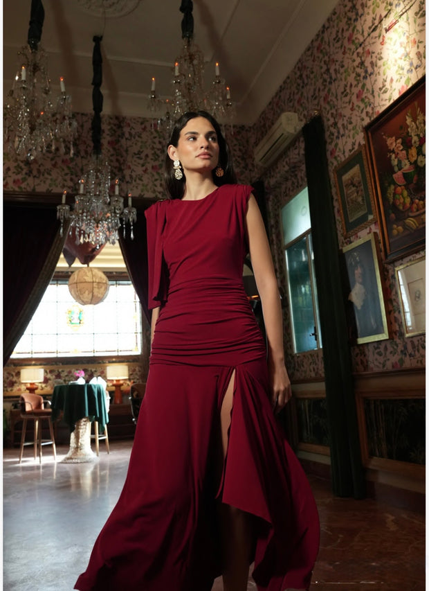 Vestido Icono punto hebilla dorada lazo /Rojo