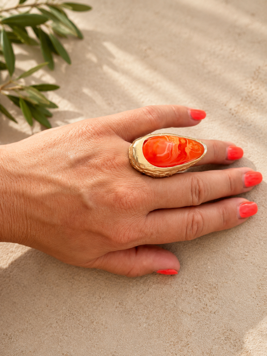 Anillo pétalo naranja