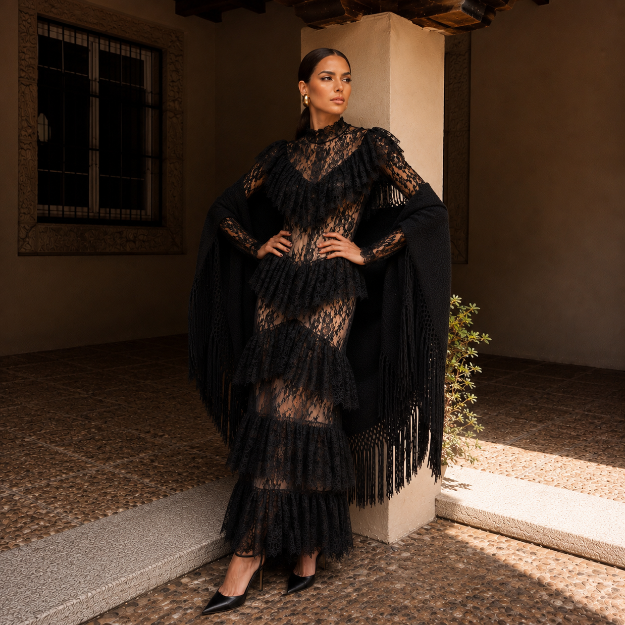 Vestido Mariana Encaje volantes