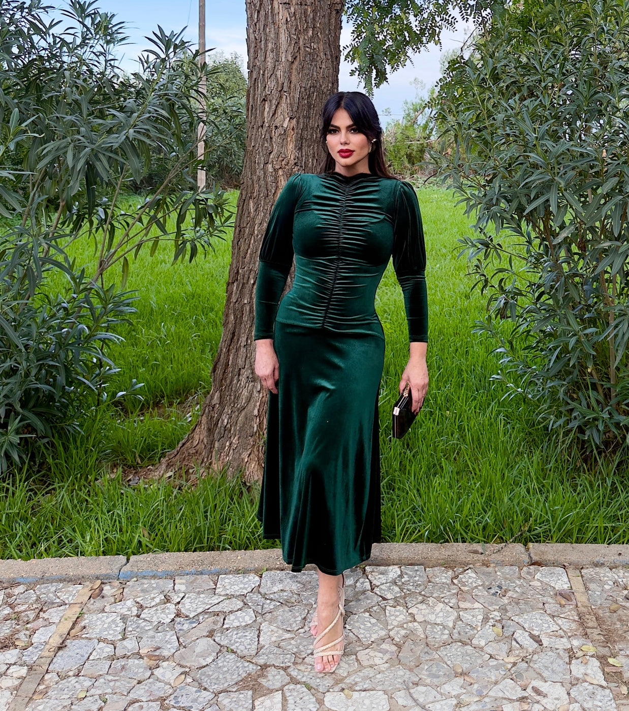 Vestido Sicilia Verde terciopelo