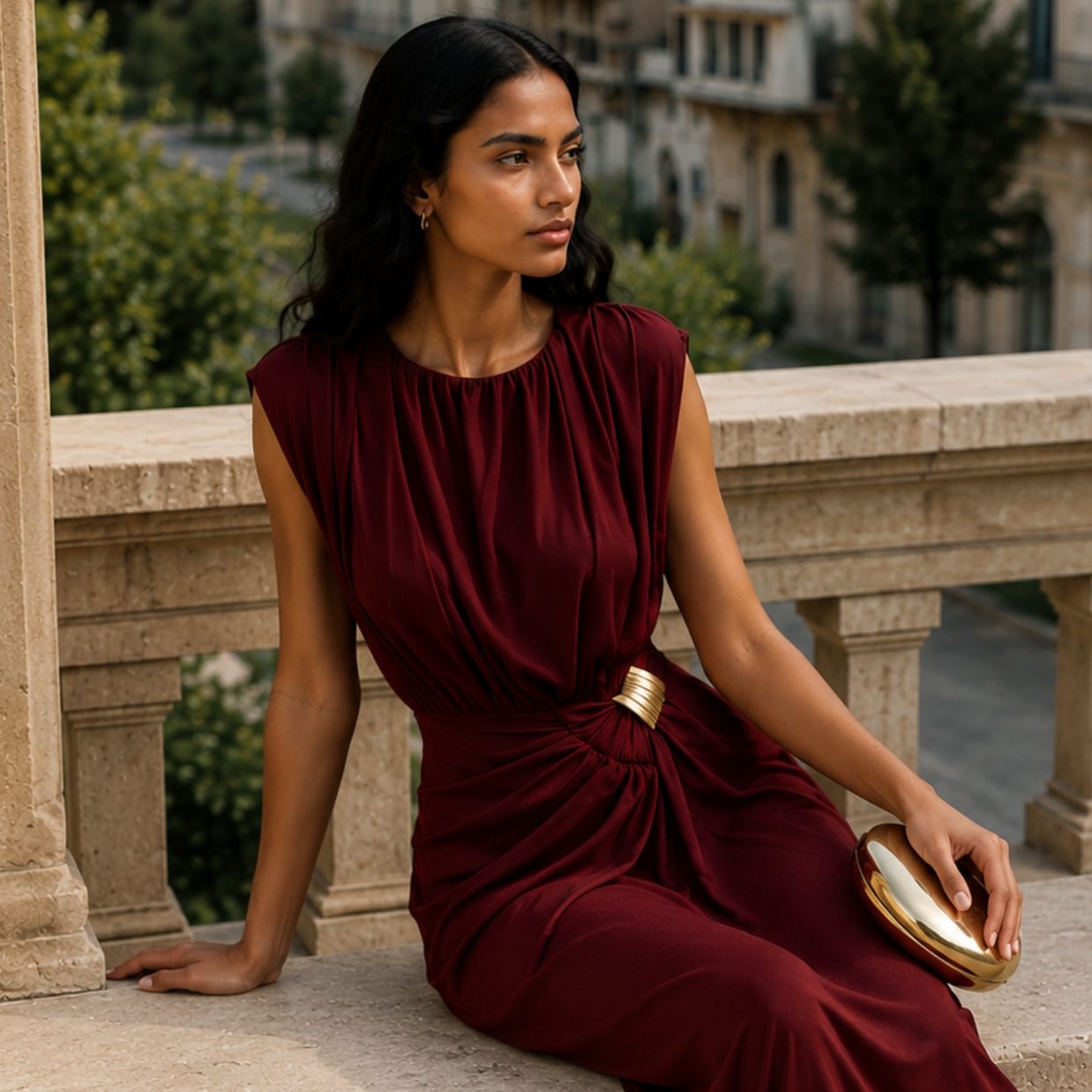 Vestido Lourdes/ Primavera Rojo vino
