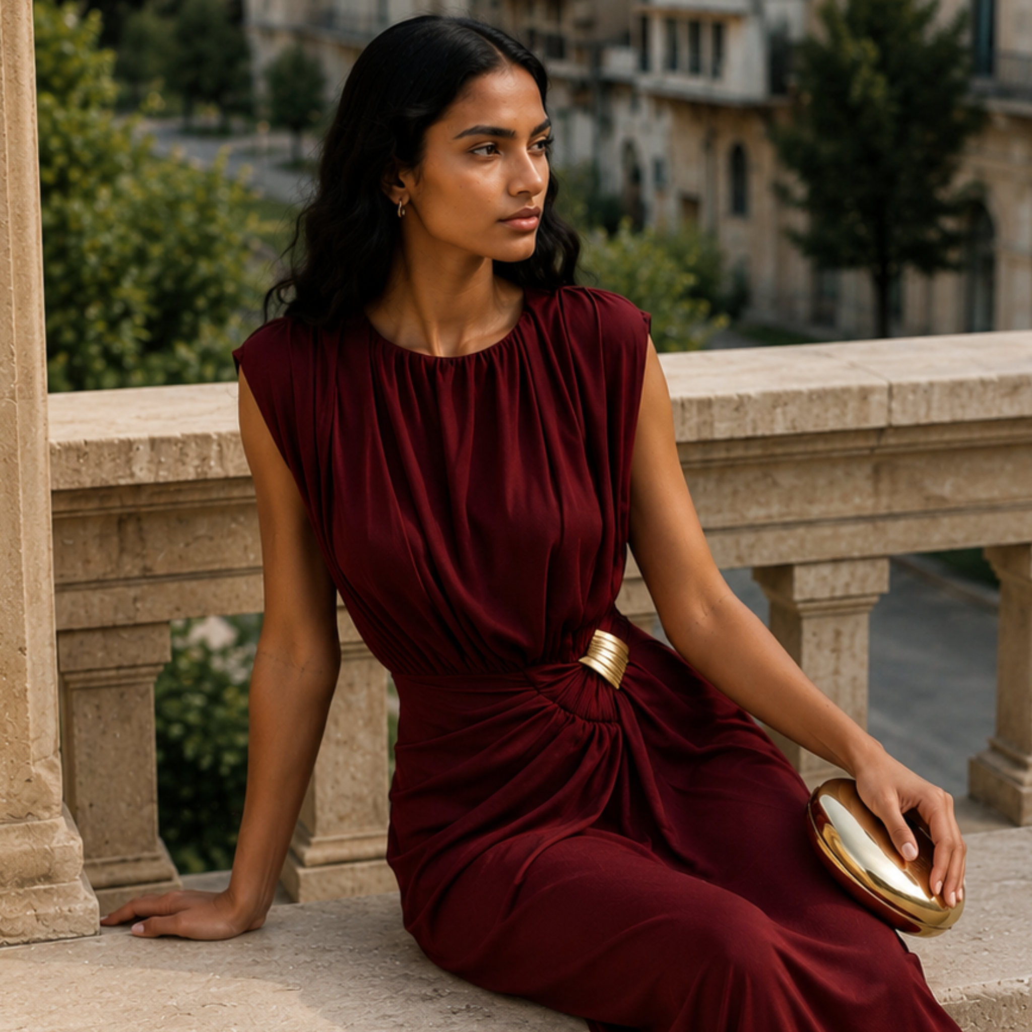 Vestido Lourdes/ Primavera Rojo vino