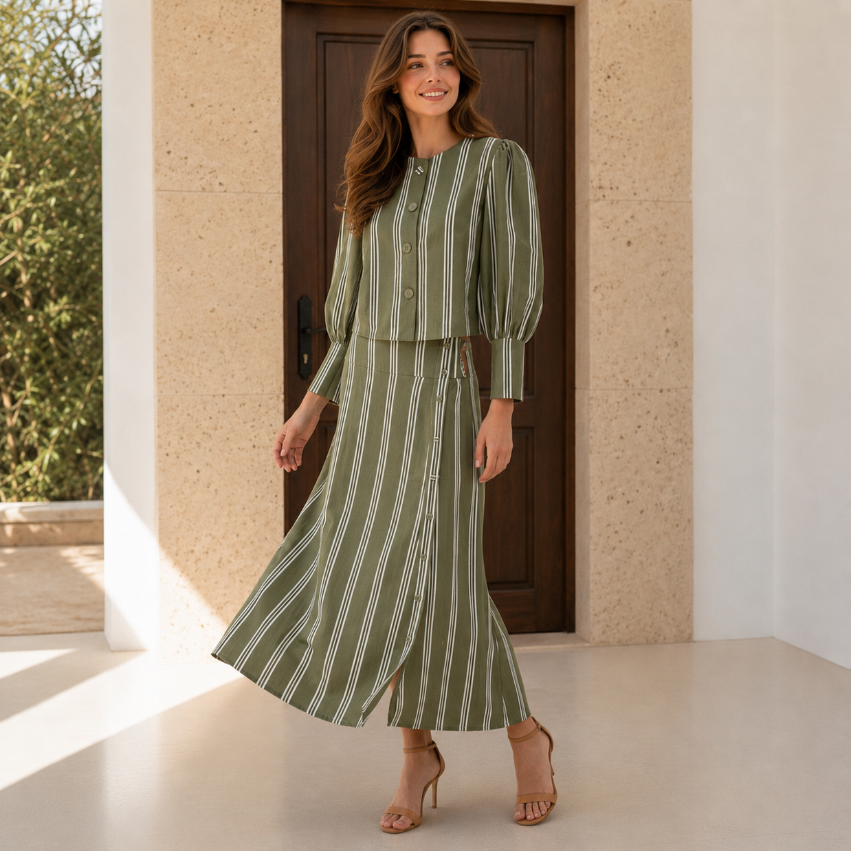 Conjunto Rita verde Rayas