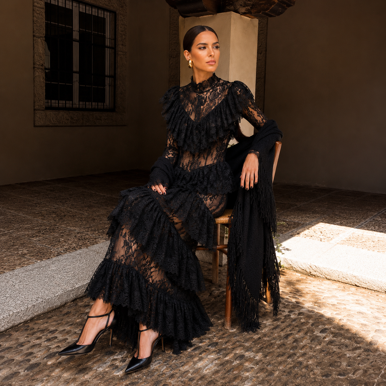 Vestido Mariana Encaje volantes