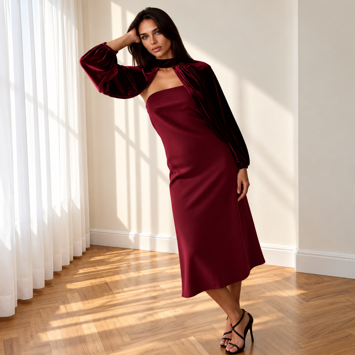 Vestido Siena Burdeos Terciopelo