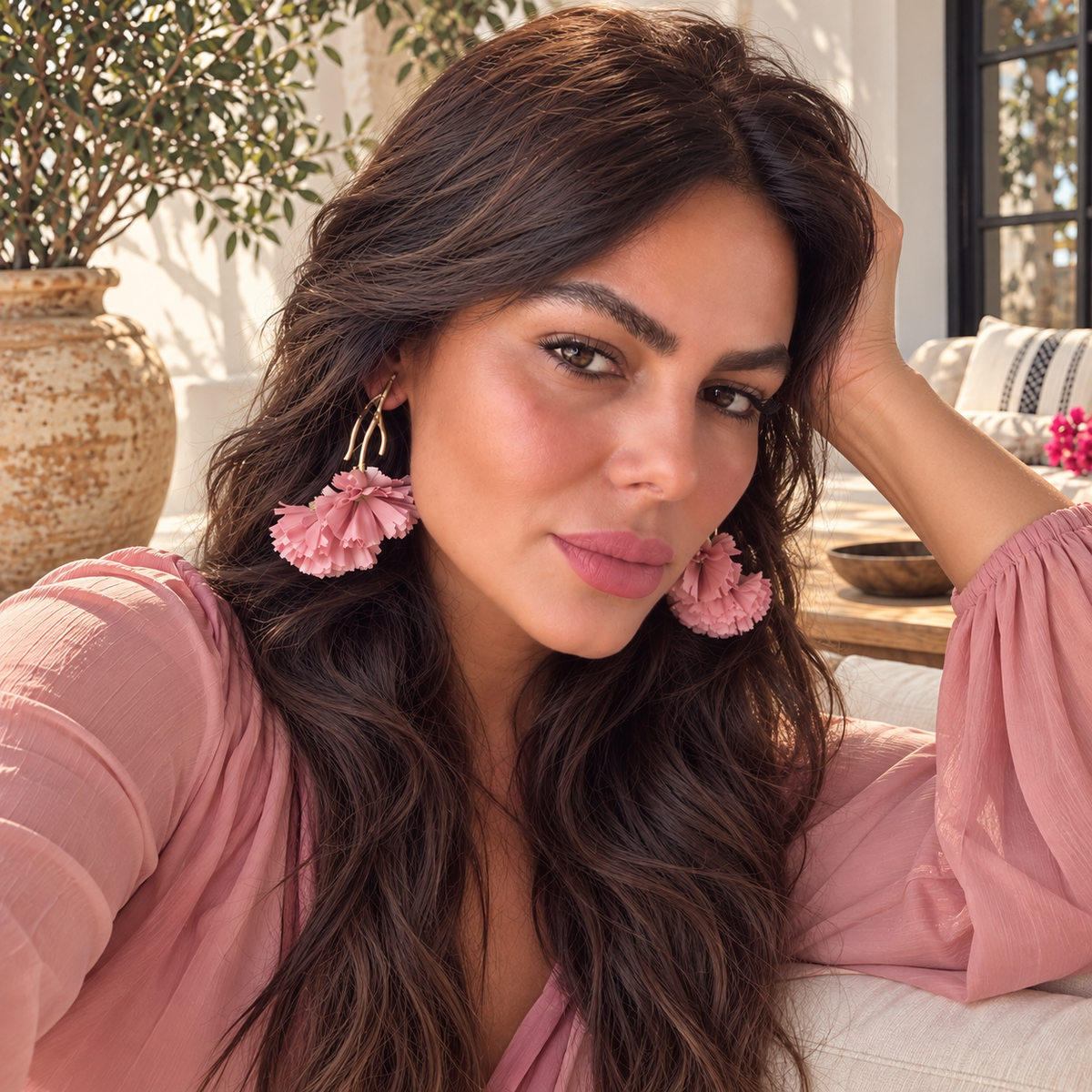 Pendientes Claveles rosas