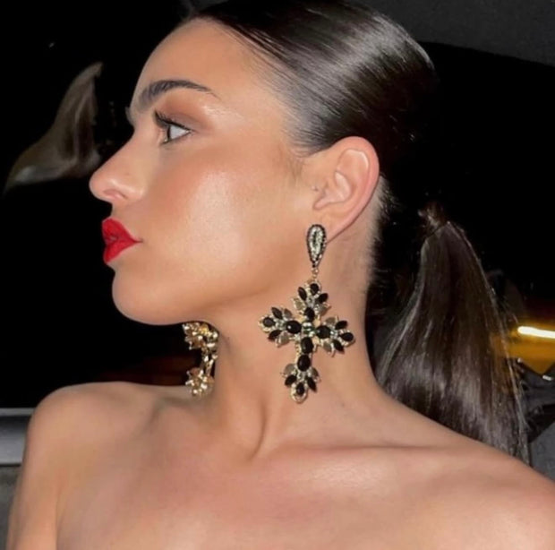 Pendientes Cruz Zoria negro