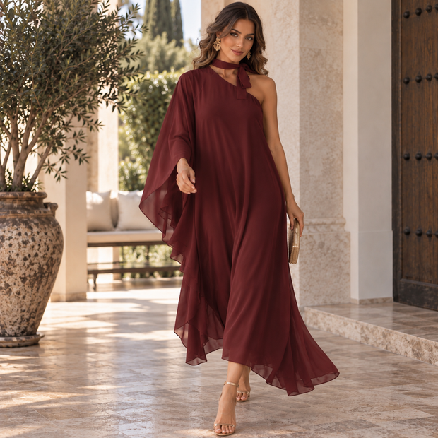 Vestido Lara Gasa Burdeos