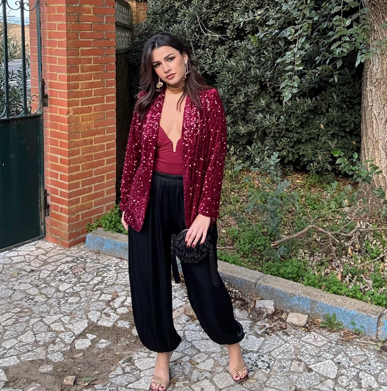 Blazer lentejuelas Leire rojo