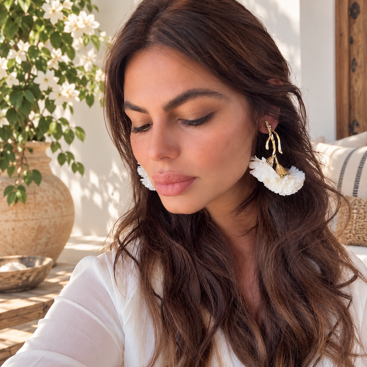 Pendientes claveles Blancos