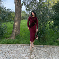 Vestido Vergara Terciopelo Burdeos