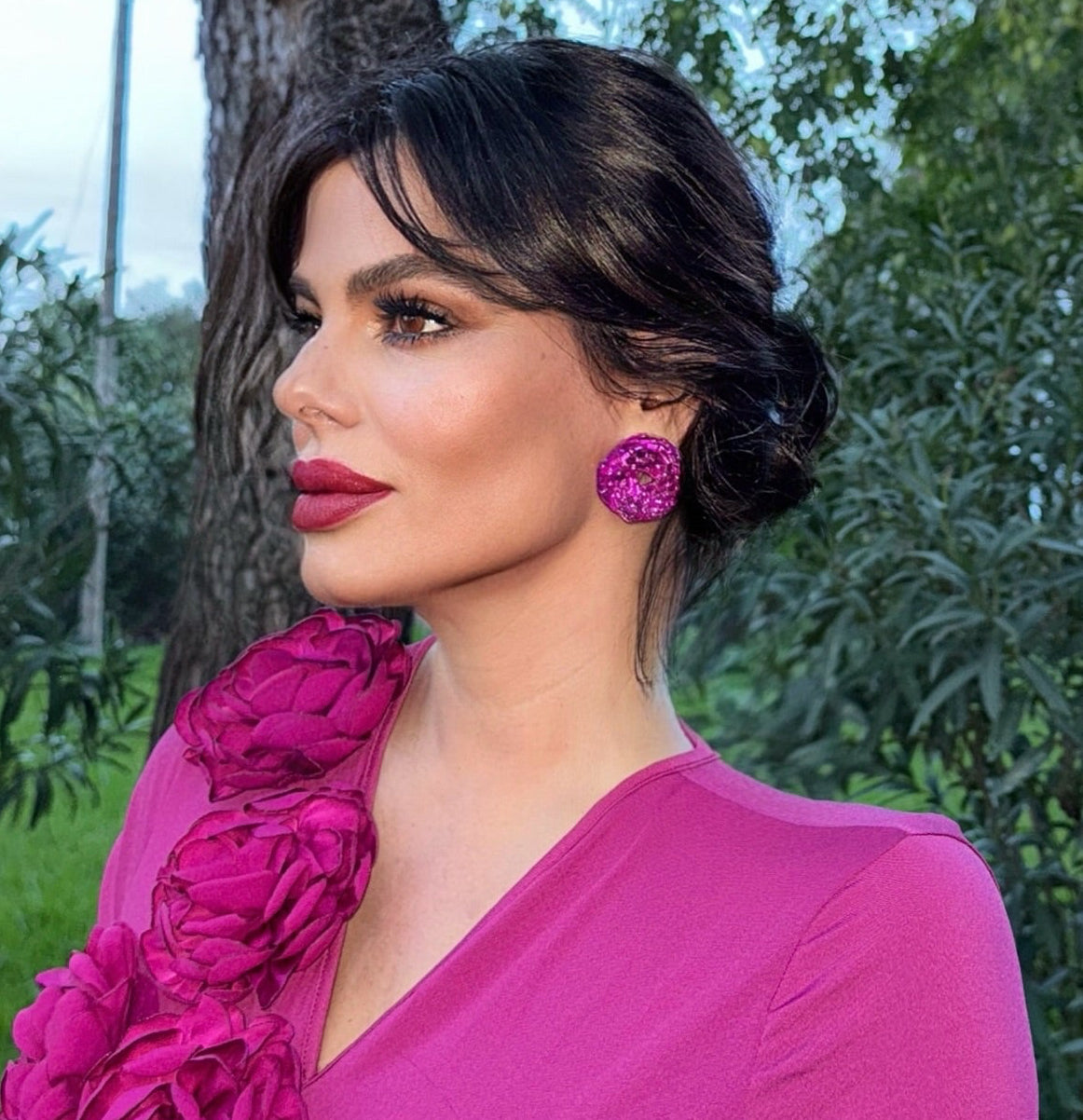 Pendientes Eliah fucsia