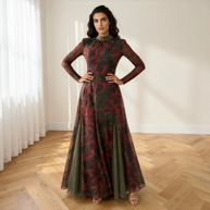 Vestido Berta verde&vino