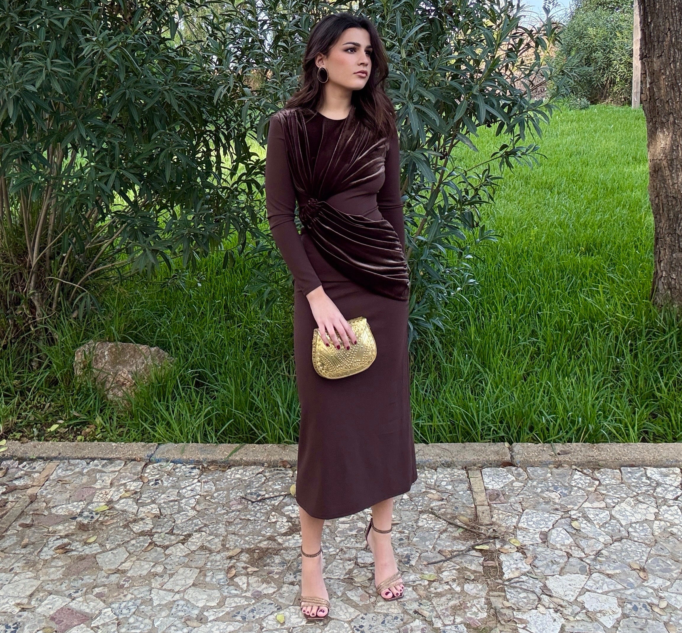 Vestido Vergara terciopelo Marrón