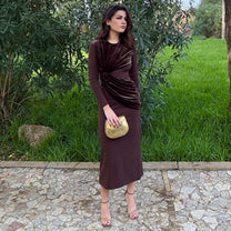 Vestido Vergara terciopelo Marrón