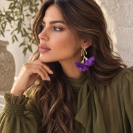Pendientes claveles morados