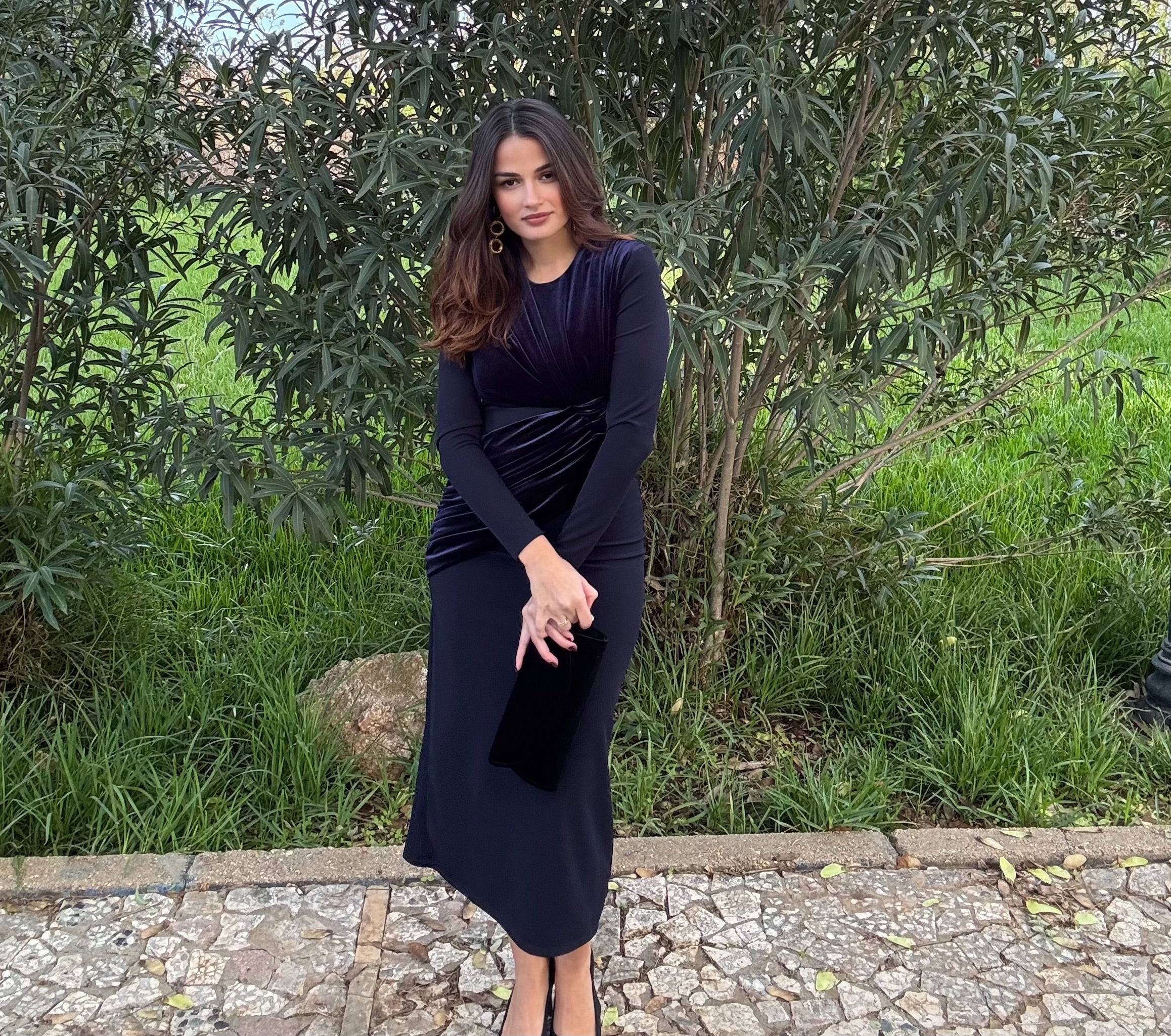 Vestido Vergara Terciopelo Azul marino