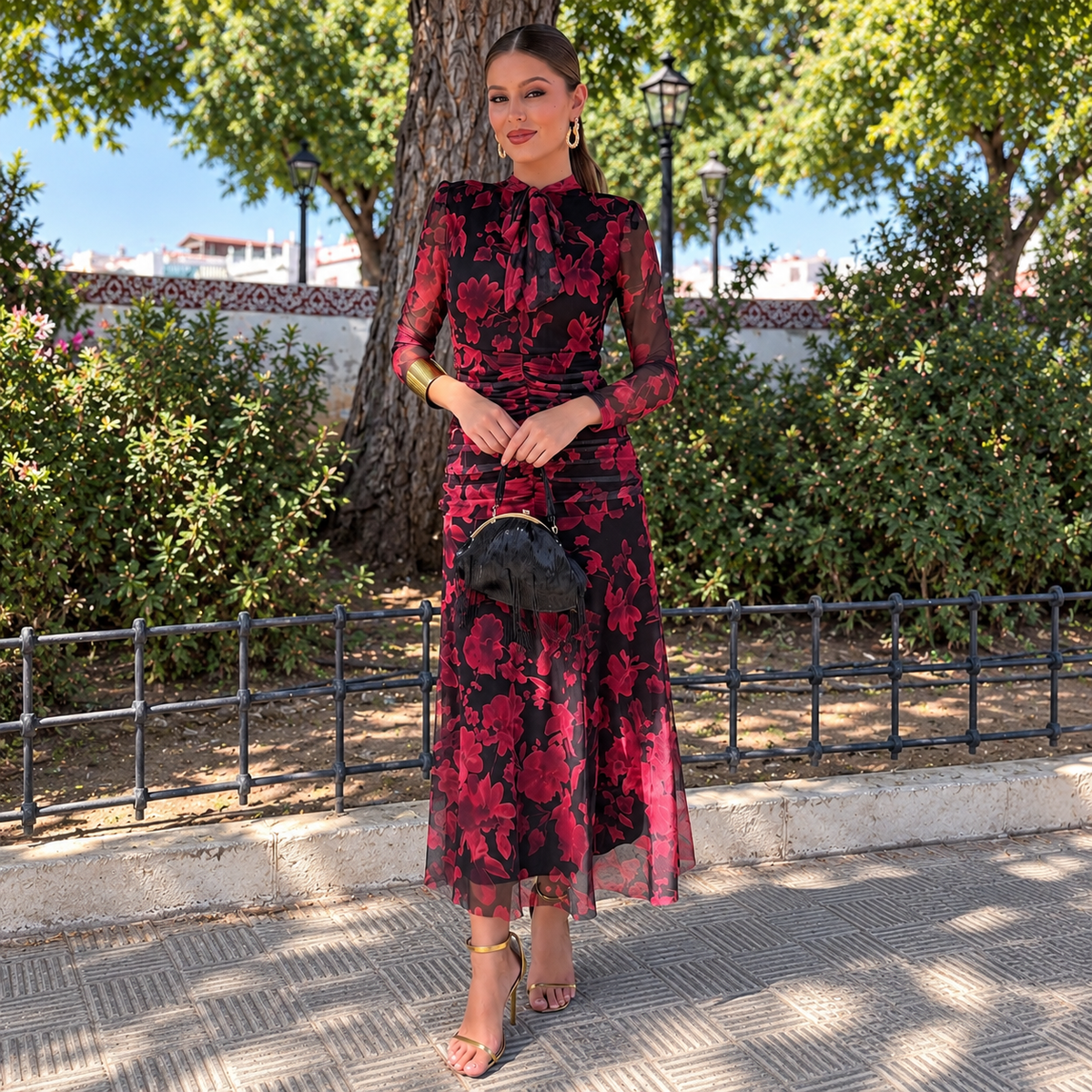 Vestido Alena Negro&rojo