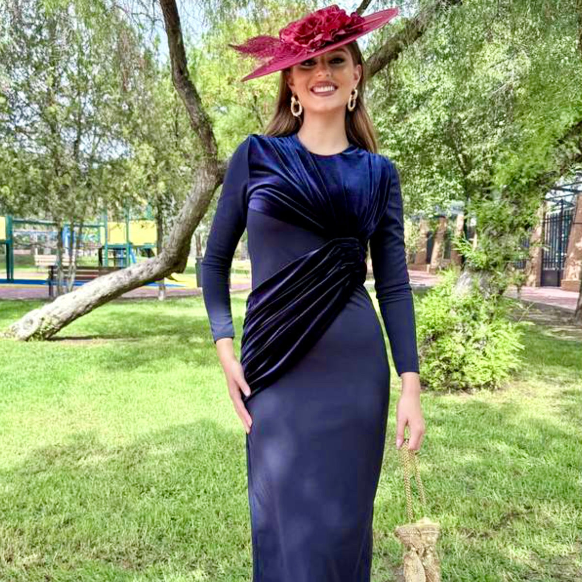 Vestido Vergara Terciopelo Azul marino