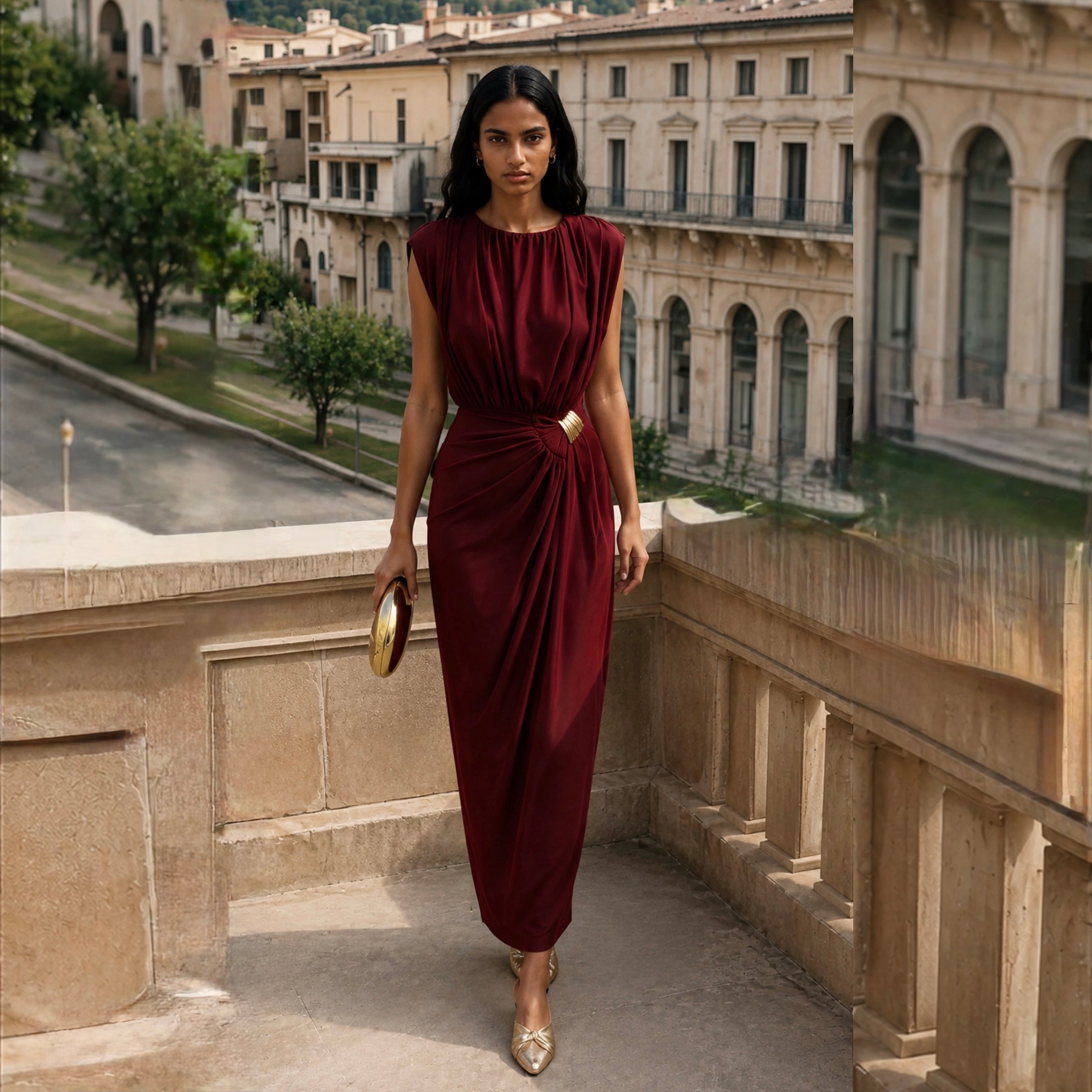 Vestido Lourdes/ Primavera Rojo vino