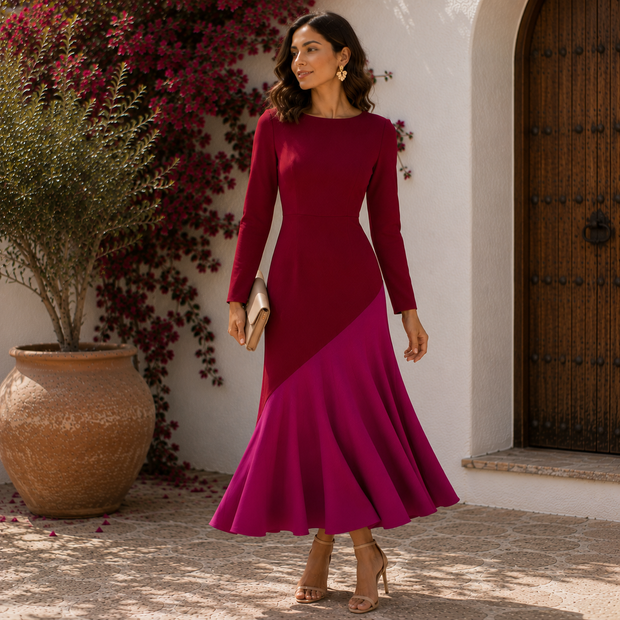 Vestido Clarisa Otoño/ Rojo y rosa