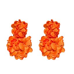 Pendientes flor doble naranjas