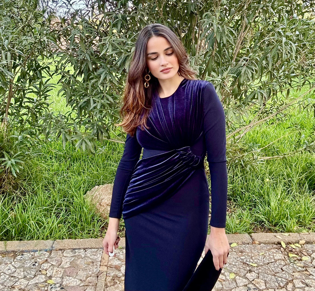 Vestido Vergara Terciopelo Azul marino