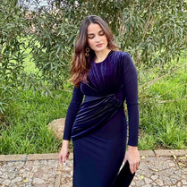 Vestido Vergara Terciopelo Azul marino