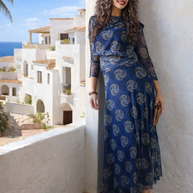 Conjunto estampado Gasa India Azul