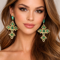 Pendientes Cruz Zoria Verdes