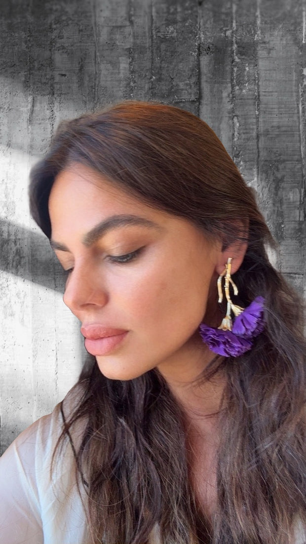 Pendientes claveles morados